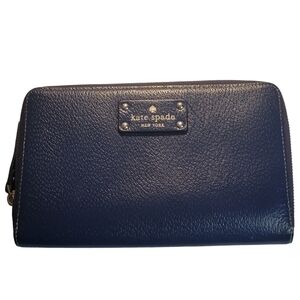 KATE SPADE NAVY LEATHER WELLESLEY ZIP TRAVEL XL WALLET ORGANIZER